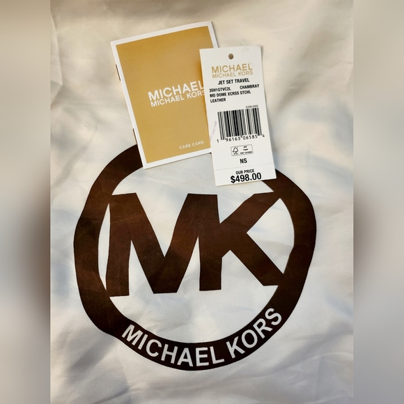 NWT MK Michael Kors Jet Set Travel Medium Dome Crossbody Satchel Color Chambray - Picture 9 of 9